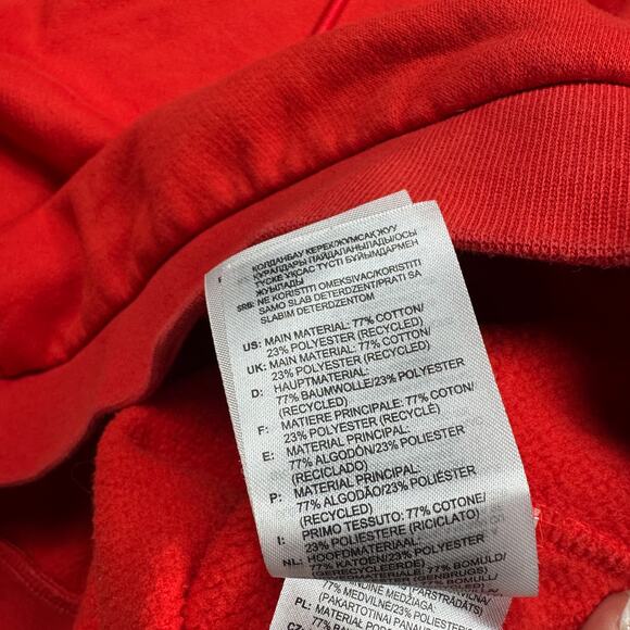 Adidas Red Hoodie Pullover Cropped Stripe Sleeve Leoflage Trefoil Sweater Large - Picture 11 of 15